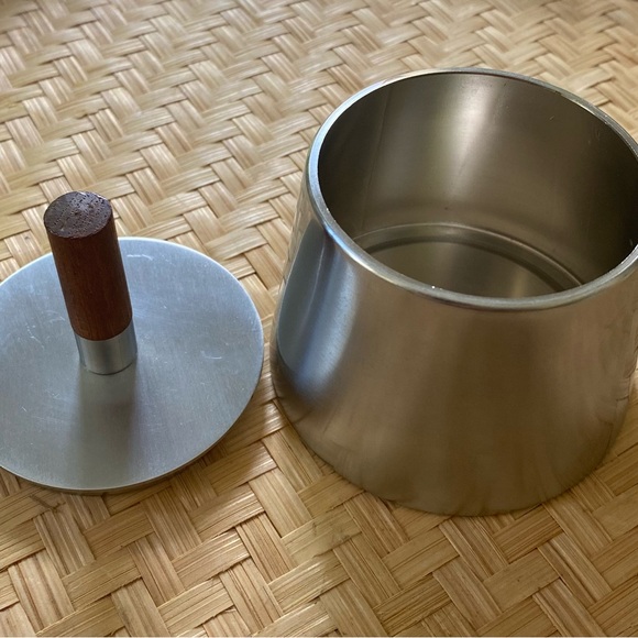 Vintage MCM Italian-made Stainless Steel and Teak Wood Sugar Dish - Picture 2 of 7